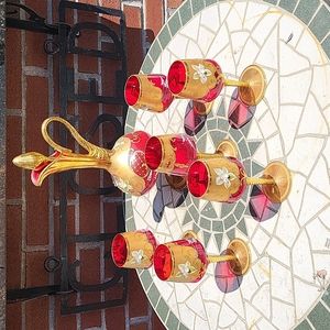 24k gold leaf Murano glass decanter set